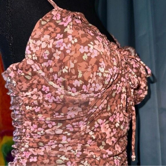 NWT Lily Rose Floral Ruched Bodycon Mesh Dress sz L - Picture 11 of 13